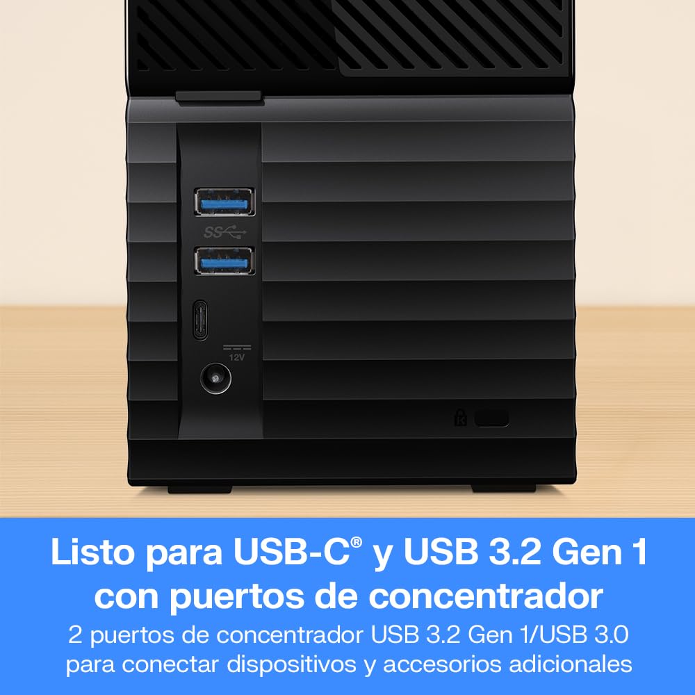 WD 44TB My Book Duo Disco Duro RAID de Escritorio, USB-C/USB 3.2 Gen 1, Copia de seguridad y protección con contraseña, RAID 0/1, JBOD, Formateado para Windows y MacOS, Negro