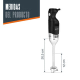 Lacor - 69920 - Batidor Rapid Serie, 8 Velocidades, 220 W, Acero Inoxidable, 4000-18000 r.p.m, Mango Ergonómico, Brazo Triturador Desmontable y Fácil Limpieza, Perfecto para Purés, Cremas y Salsas