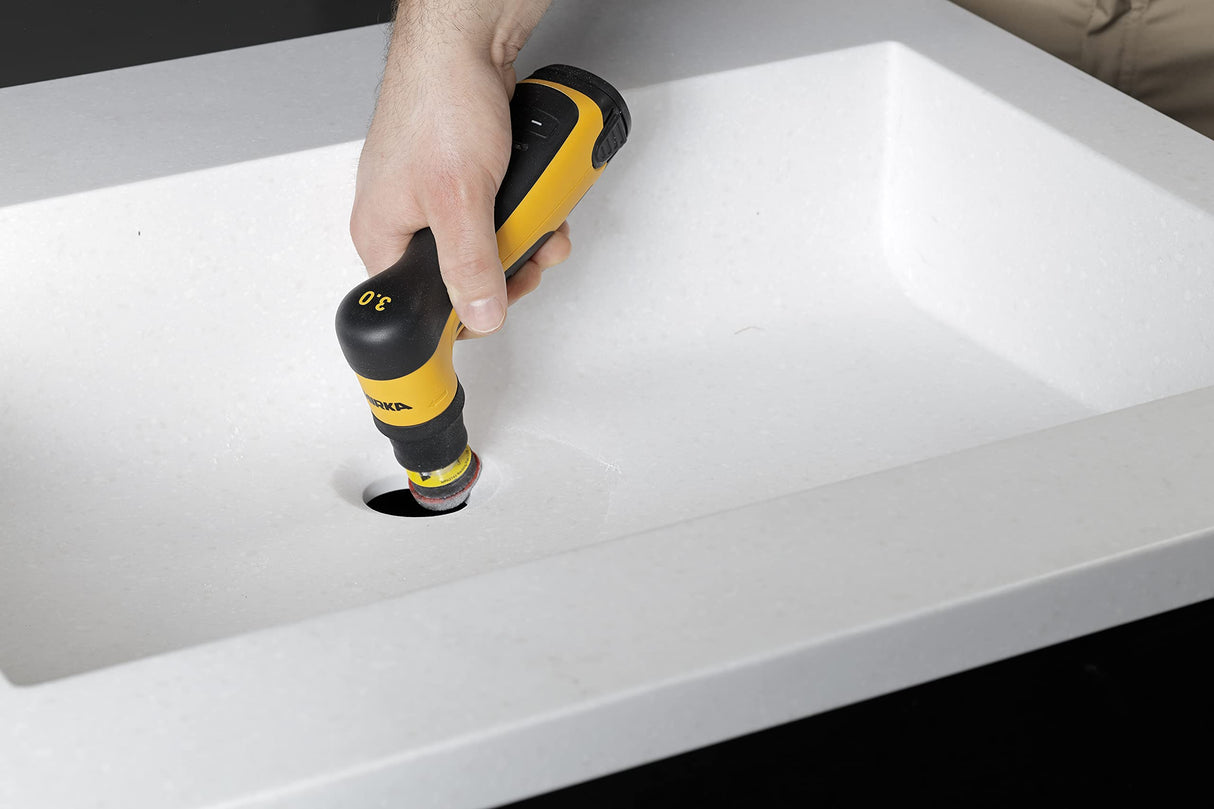 Mirka AOS-B 130NV Lijadora excéntrica sin cable para discos de lija de Ø 32mm, max 12V, incluye batería de 2,5Ah, carrera de 3,0mm, 8991230312