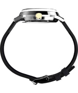 Timex Marlin Automatic - Reloj de 40 mm para hombre, correa de liberación rápida de dos piezas de cuero negro, esfera negra, caja de acero inoxidable TW2W33900