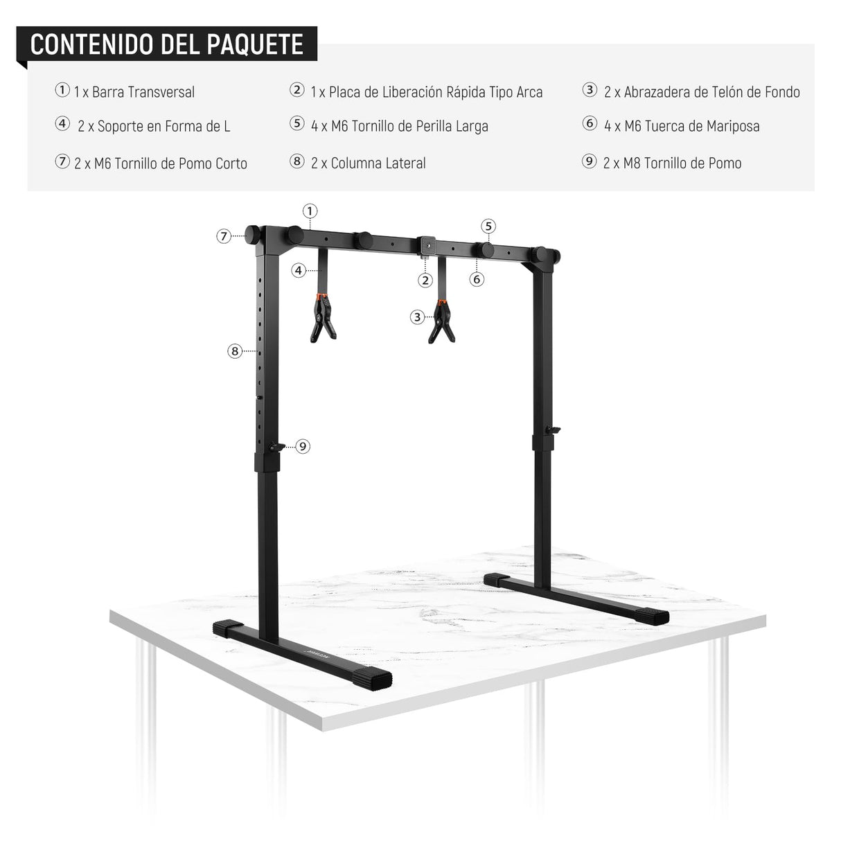 NEEWER ST200 - Soporte para cámara de Fotos de Arriba a Abajo con Placa de liberación rápida Arca Tipo QR de 1 Segundo, Robusto Soporte de Mesa para Varios Dispositivos para cocinar, Ancho de