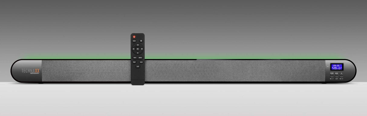 Technaxx Alemania Dab+ FM Barra De Sonido HDMI ARC Bluetooth USB AUX LED Efecto De luz Pantalla LCD con Mando A Distancia Función De Reloj y Alarma TX-139