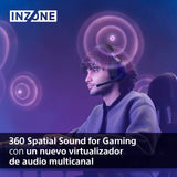 Sony INZONE H9, Auriculares inalámbricos Noise Cancelling Gaming, 360 Spatial Sound, cómoda sujeción, 32 Horas autonomía, Baja latencia, micrófono Boom de Calidad, Compatible con PC y PS5