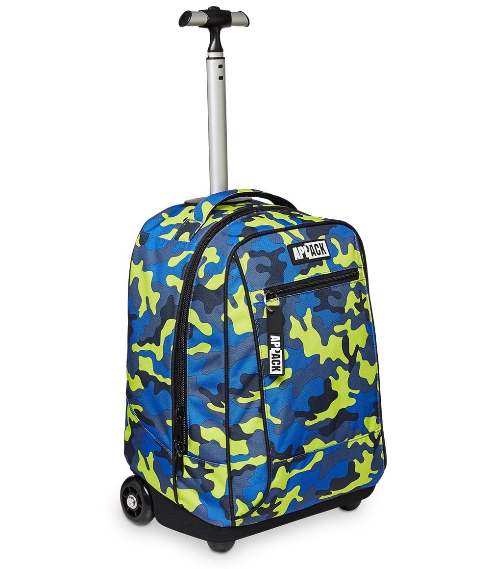 Appack Mochila con Ruedas BIG TROLLEY APPAK, Blue Deep - Mochila 2 en 1, Mochila Escolar con Carro, Crossover System - Bolso Escolar Niñas, Niños y Adolescentes - Bols. Frontal Bolsillo con Cremallera