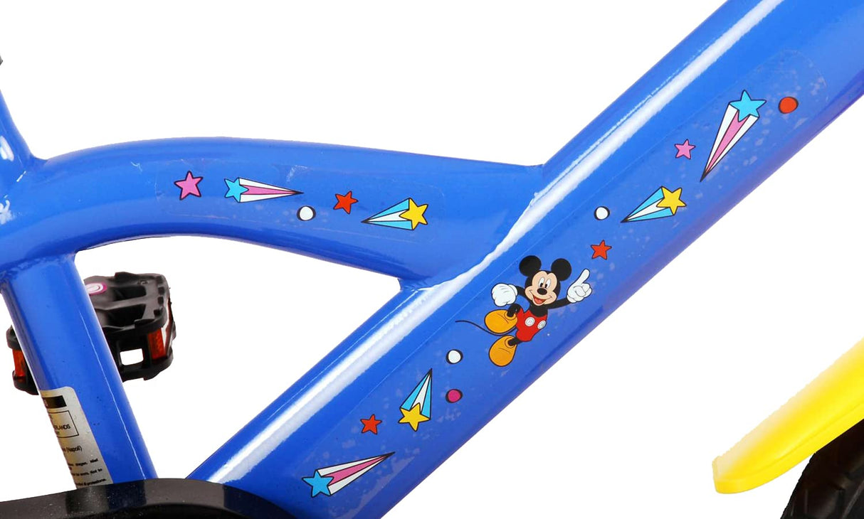 albri Bici Bambino Di Da Pollici Bicicleta Infantil de Mickey de 12 Pulgadas con estabilizadores Laterales y Botella, Bebés niños, Rojo y Azul, Piccola