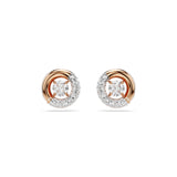 Swarovski Pendientes de botón Dextera, Talla redonda, Blancos, Baño tono oro rosa