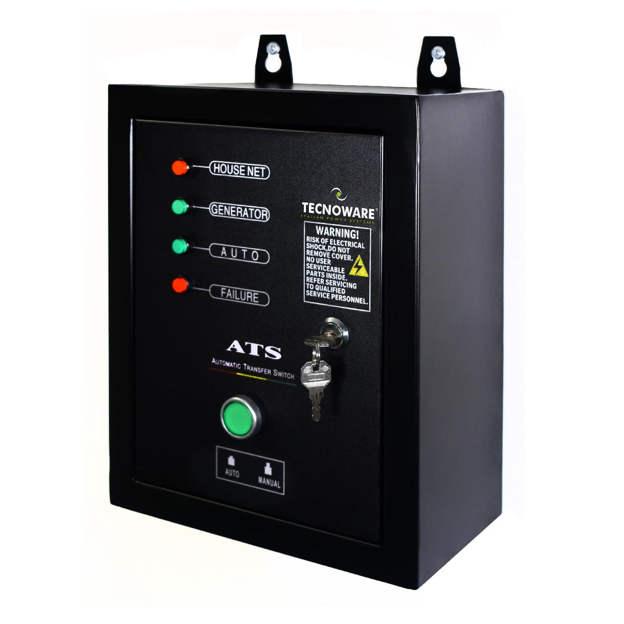 Tecnoware Power Systems - ATS para Generador 4200VA-9200VA, Sistema de Arranque Eléctrico/Automático, Indicadores de Estado, Cargador de Batería Integrado, Selector Manual/Automático