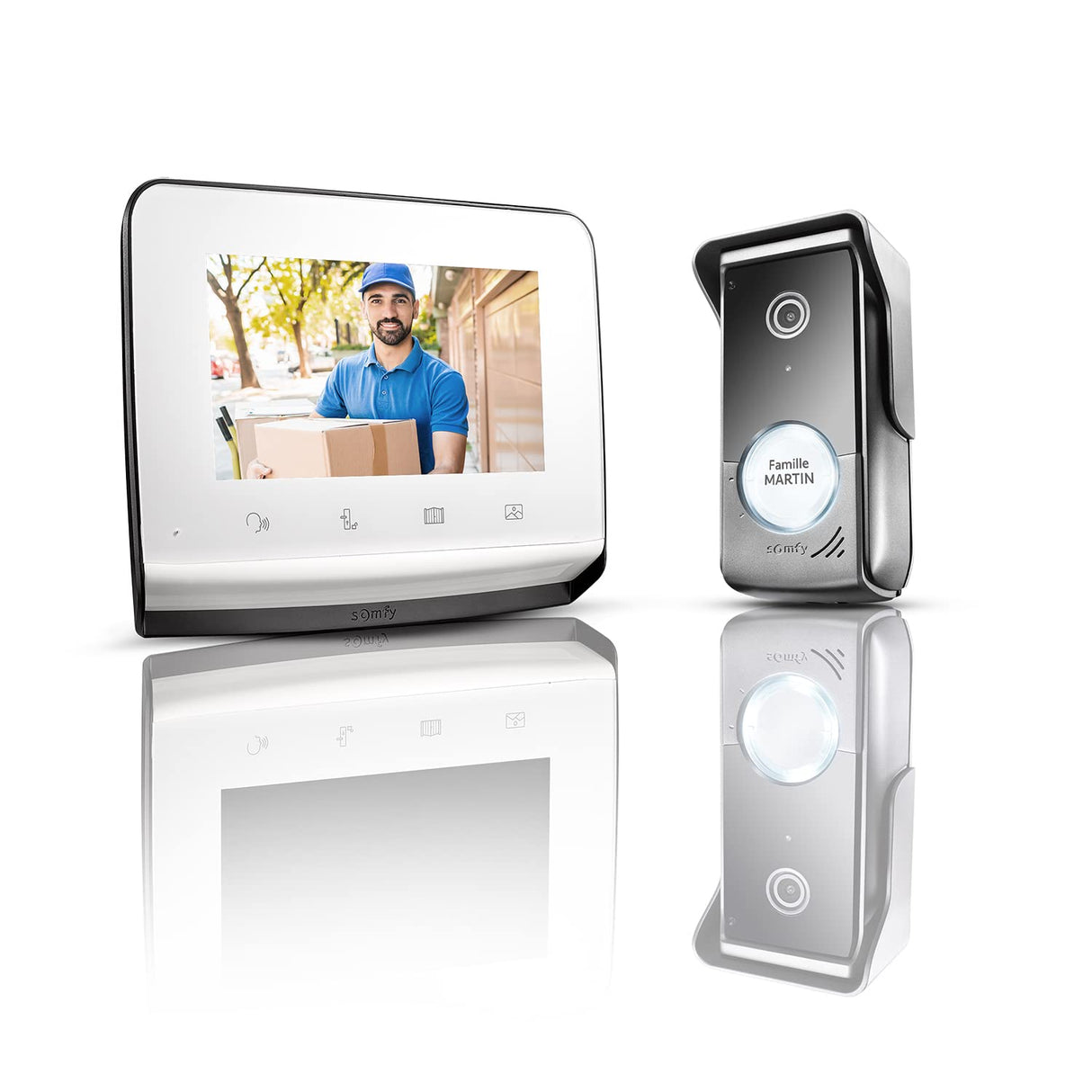 somfy 1870996 - Videoteléfono V350, con Pantalla de 7 Pulgadas, Visión Nocturna, Cámara Gran Angular, Memoria de Imagen, para Controlar hasta 5 Equipos Motorizados RTS, Configuración fácil