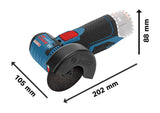 Bosch Professional 12V System GWS 12V-76 - Amoladora angular a batería (Ø 76 mm, 19500 rpm, 3 discos, sin batería, en L-BOXX)