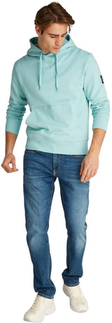 Calvin Klein Hoodie Hombre Badge con Capucha, Azul (Fresh Mint), S
