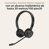 Jabra Evolve 65 TE MS - Auriculares Inalambricos Bluetooth, Cascos Inalambricos Bluetooth con 30m Rango, 16h Batería, conectividad USB-A y USB-C, se Conecta a Dos Dispositivos - Negro