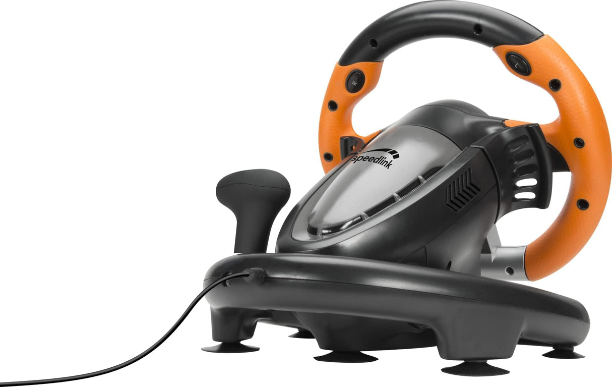 Speedlink DRIFT O.Z. - USB Volante para juegos de ordenador, color negro y naranja