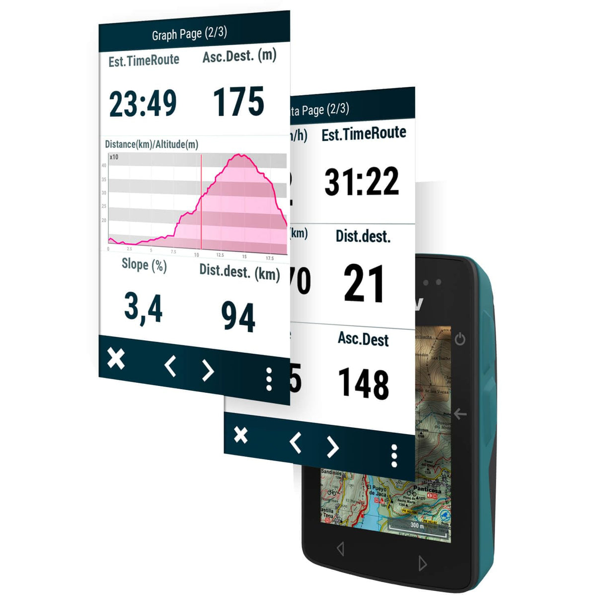 TwoNav Roc + Pulsómetro Pecho, GPS con Pantalla 2.7 Pulgadas para MTB, Ciclismo, Gravel o bikepacking con mapas incluidos. Color Turquesa