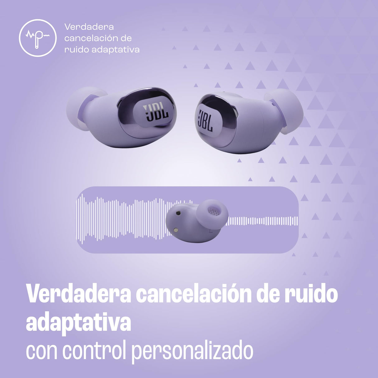 JBL Live Buds 3 Auriculares inalambricos de botón,True Wireless con cancelación de ruido adaptable, hasta 40 horas de reproducción, Bluetooth, audio de alta resolución, violeta