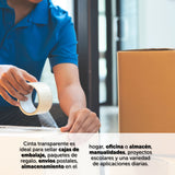 m-office Cinta Adhesiva Transparente, Cinta de Embalar Adhesiva para Embalaje de Cajas, Envíos, Mudanzas y Manualidades, Precinto Transparente Seguro y Resistente (48mmx120m, x48)