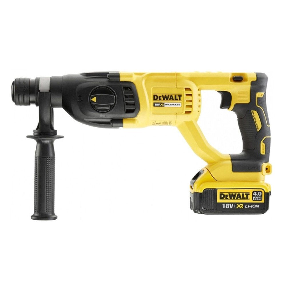 DEWALT Martillo Electroneumático sin Escobillas XR 18V SDS-Plus, 3 Modos, 2.6J, 1550rpm, Incluye Maletín TSTAK, Batería 4Ah y Cargador, Diámetro Máx. de Perforación 26mm, DCH133M1-QW