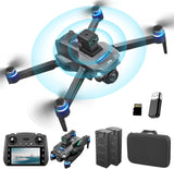 OBEST Drone GPS con Camara 4K Adulto, 5G WIFI FPV Dron Plegable Motor sin Escobillas 2 Batería 40Min Retorno Auto, Visualización Nivel Batería, RC Cuadricóptero Control Pantalla 5.9", Tarjeta SD