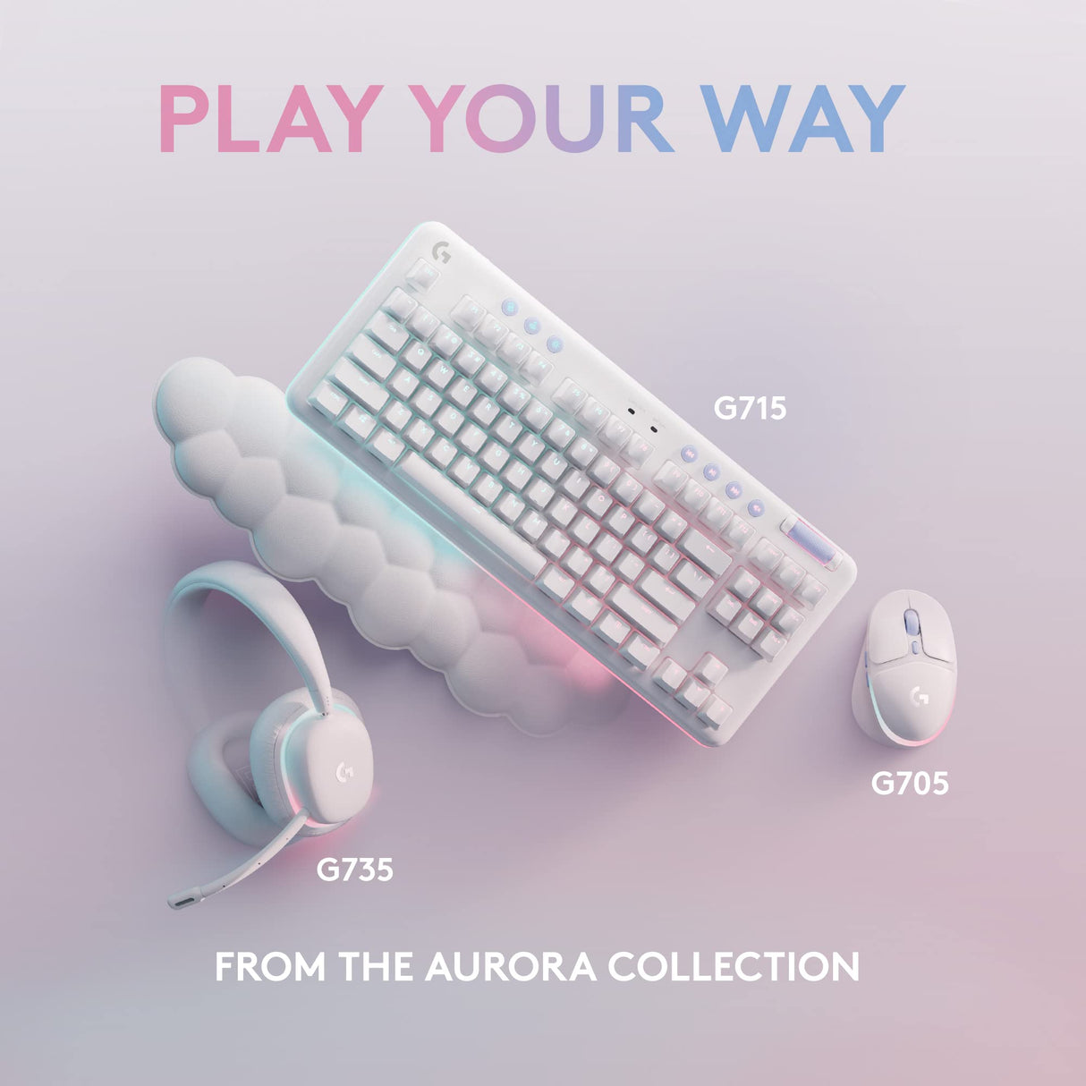 Logitech G715 Teclado Para Gaming Inalámbrico con Iluminación LIGHTSYNC RGB, LIGHTSPEED, Interruptores Linear (GX Rojo) y Reposamanos Para Teclado, Compatible con PC y Mac, Blanco