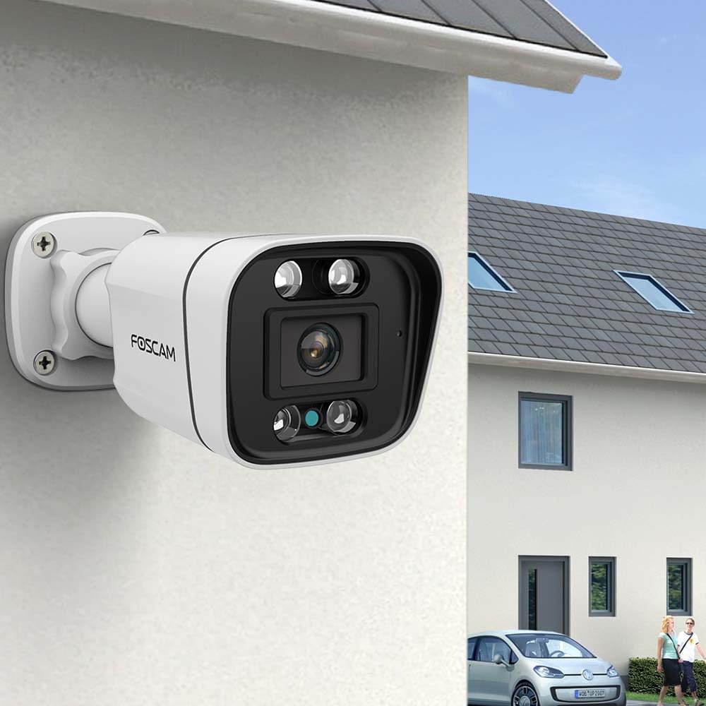 Foscam Cámara IP PoE de 8 MP para Exteriores con focos y Sirena V8EP Blanca