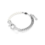 Swarovski Pulsera Dextera, Pavé, Crystal Pearl, Blanca, Baño de rodio