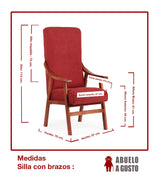 Abuelo a Gusto - Silla Brazos de Madera, Respaldo Recto, Ideal para Personas Mayores, Movilidad Reducida o Dolor Espalda. Usada en residencia y geriátricos. Tamaño: 57x69x116 cm. (Natural, Marrón)