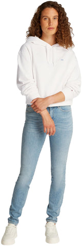 Tommy Hilfiger Hoodie Mujer Contrast Flag Regular Fit, Blanco (Ecru), S