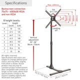 Barkan Soporte TV de Suelo para Pantallas de 13-65 Pulgadas, Giratorio e inclinación y Altura Ajustable, Acabado Brillante, TV Pie, Peso máximo 36Kg, hasta VESA 400x400