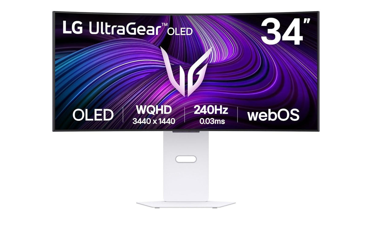 LG 34GX90SA-W.AEU, Monitor Gaming Ultragear 34", 3440 x 1440, 240 Hz, OLED Curvo 800R, WQHD, < 1ms, G-Sync Compatible y FreeSync Premium, DCI-P3 98,5%