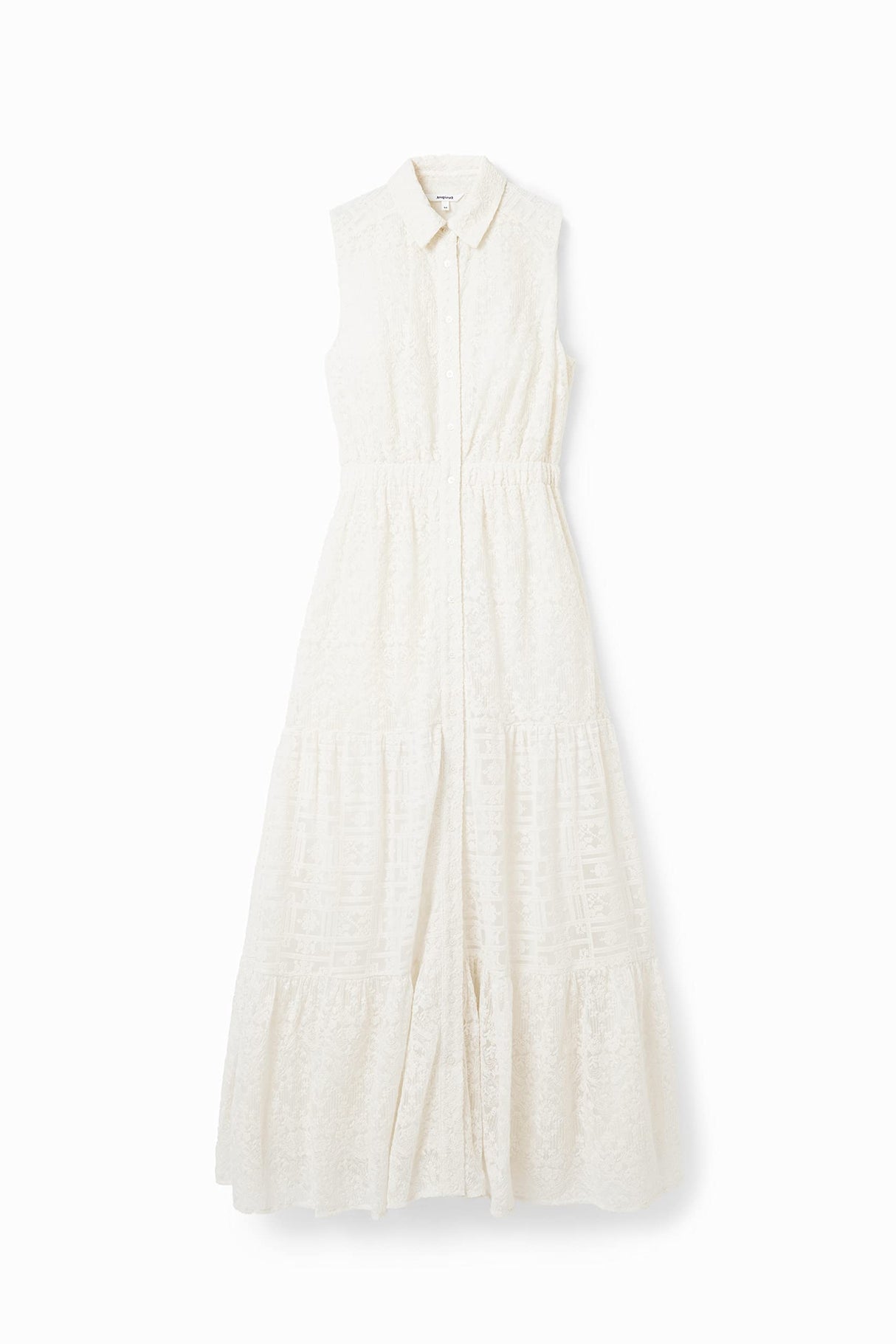Desigual Woman Woven Dress Sleeveless Vestido, Blanco, L Mujeres