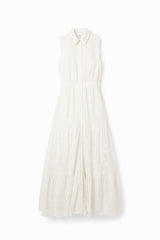 Desigual Woman Woven Dress Sleeveless Vestido, Blanco, L Mujeres