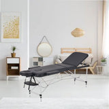 YOUNIKE Camilla de Masaje Móvil Plegable Negro y Ajustable en Altura Cama de Masaje de 3 Zonas Camilla de Estética Amplia Cama de Terapia Aluminio 186 x 60 cm