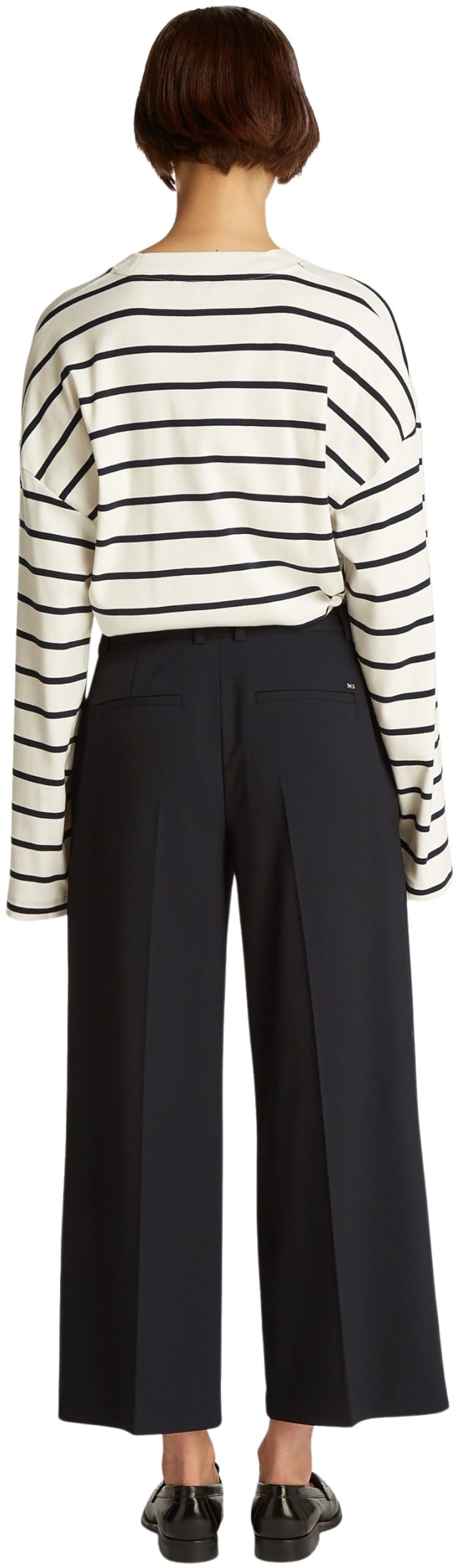Tommy Hilfiger Pantalón de Tela Mujer Wide Leg Crop tobillero, Negro (Black), 44W