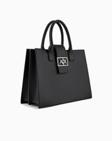 Armani Exchange Jodie, Sustainable, Logo Plate Closure, Medium Tote Mujeres, Negro, Talla única