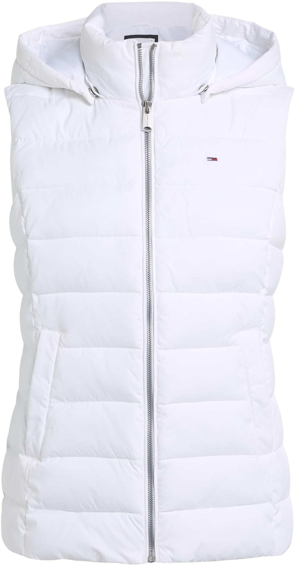 Tommy Jeans Chaleco Mujer Basic Hooded Vest con Capucha, Blanco (White), L