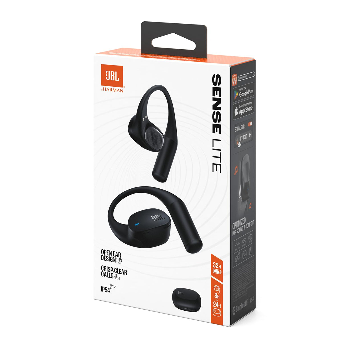 JBL Sense Lite Auriculares inalámbricos Abiertos True Wireless, diseño de Gancho para Oreja, conducción aérea, OpenSound, 32 h de autonomía, Resistencia al Agua/Polvo IP54, Headphones, Negro