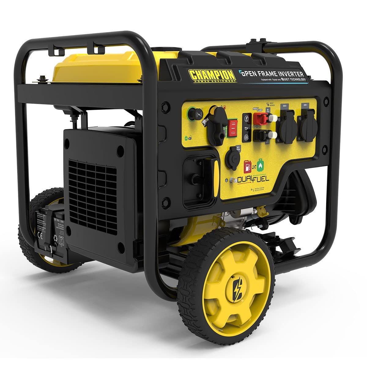 Champion Power Equipment Generador Duel Fuel Gasolina + Gas (Potencia nominal 3500 W, Generador con Arranque Eléctrico, Panel de Control Quick Touch, Modo Eco) CPG4000DHY-DF-EU