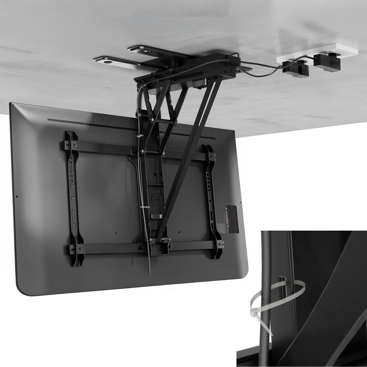 Maclean Electric Soporte de Techo para TV de 32" a 75" | Función de Inclinación y Giro Motorizada | max. VESA 600x400 | Control Remoto y App Tuya | Construcción Metálica Robusta | Sistema Anticolisión