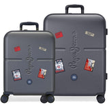 Pepe Jeans Kay Juego de maletas Azul 55/70 cms Rígida ABS Cierre TSA integrado 116L 7,54 kgs 4 Ruedas dobles Equipaje de Mano
