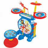 Lexibook, Paw Patrol, Set electrónico para niños, Juego de Juguete Musical, Sonido de batería Realista, Teclado de 8 Teclas, Enchufe MP3, Asiento Incluido, Azul/Rojo, K610PA