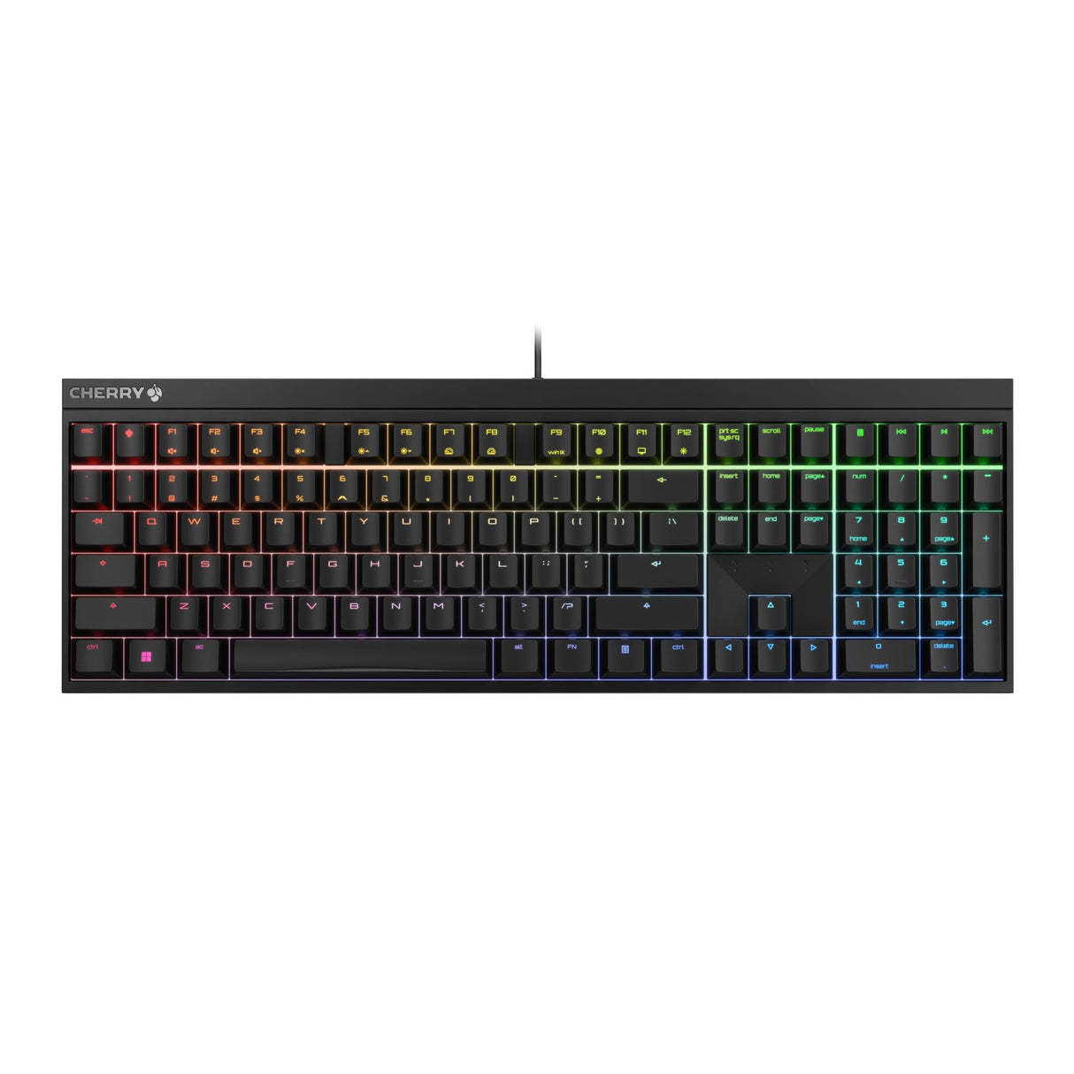 CHERRY MX 2.0S, Teclado Mecánico de Gaming con Iluminación RGB, Distribución de Teclado Europeo (QWERTY), con Cable, Diseñado en Alemania, Switches MX RED, Negro