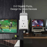 TP-Link PG2400P Kit Powerline Passante G.hn2400, G.hn Wave2 MIMO, 2+2 Puertos Gigabit Ethernet, Toma de alimentación Extra, Modo de Ahorro de energía, Plug & Play