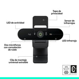 Logitech Brio 4K Webcam para empresa, inicio de sesión biométrico con Windows Hello, corrección de iluminación automática, cancelación de ruido, Microsoft Teams, Zoom, Google Meet y PC/Mac - Grafito