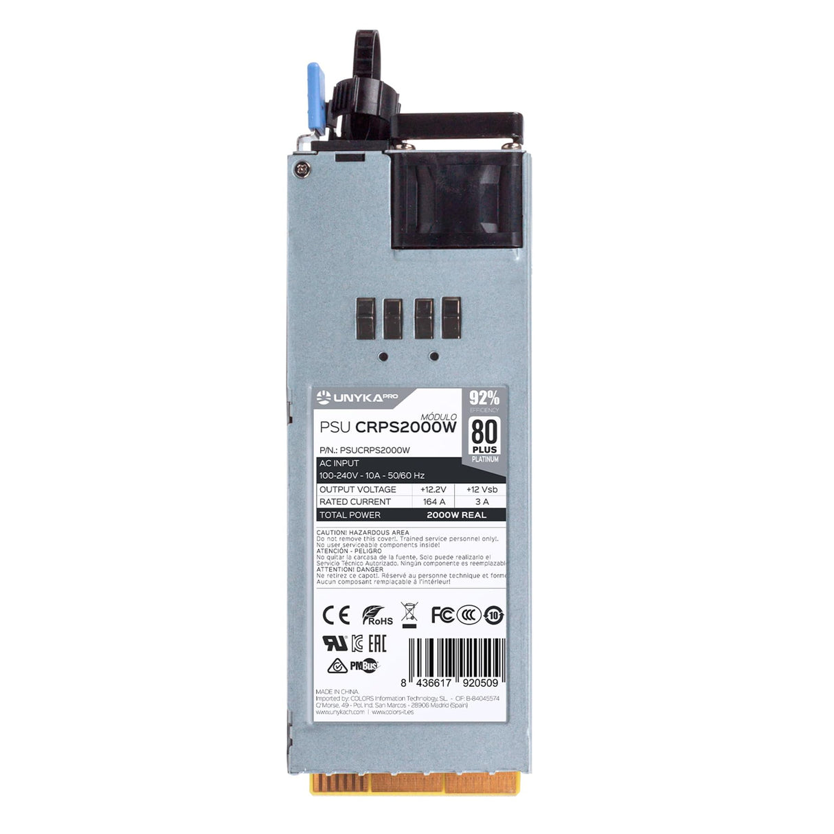 UNYKAch Fuente de Alimentación Redundante CRPS 2000W 80 Plus Platinum. Conexión en Caliente
