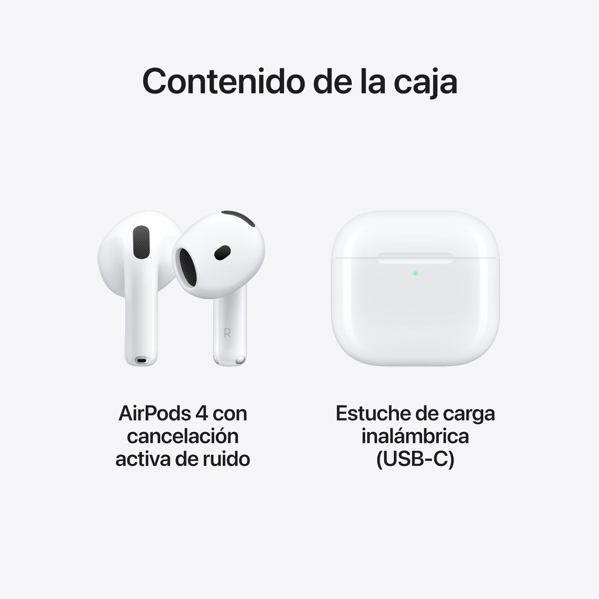 Apple AirPods 4 cancelación Activa de Ruido, Auriculares inalámbricos, Bluetooth, Audio adaptativo, Modo de Sonido Ambiente, Audio Espacial Personalizado, Estuche de Carga USB-C y Carga inalámbrica
