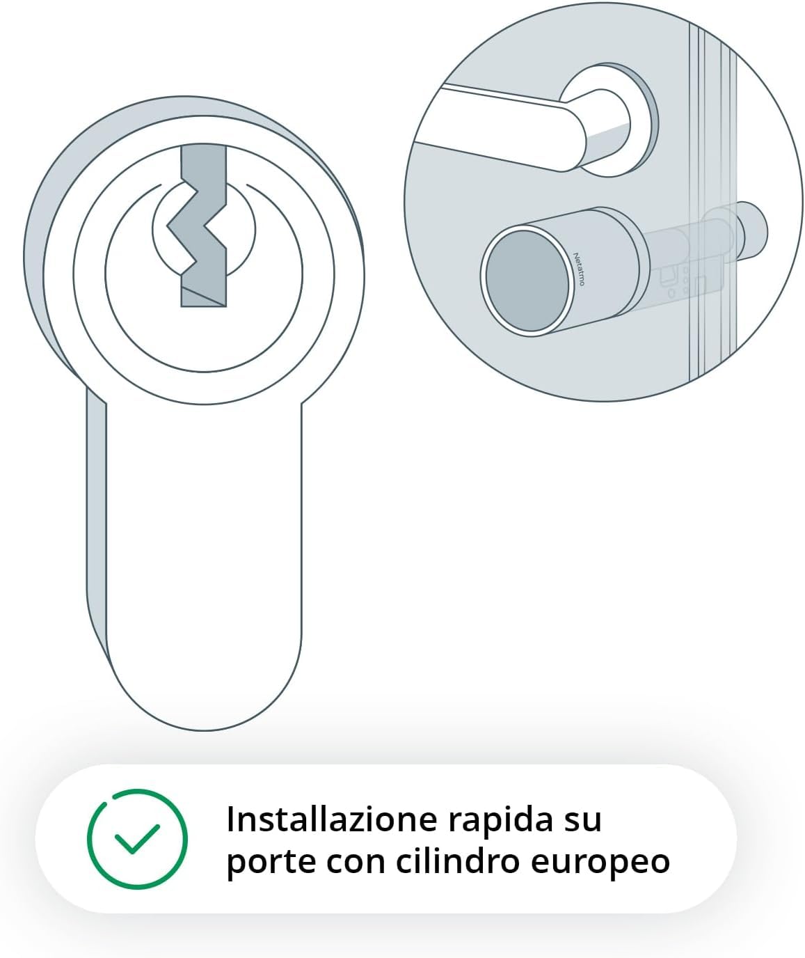 Netatmo Doorlock, Cerradura y Llaves Inteligentes, Acceso con Smartphone o Llave NFC segura, Compartir acceso con invitados, Cilindro europeo universal conectado EN15684, Bluetooth BLE cifrado, NDL-EC