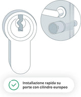 Netatmo Doorlock, Cerradura y Llaves Inteligentes, Acceso con Smartphone o Llave NFC segura, Compartir acceso con invitados, Cilindro europeo universal conectado EN15684, Bluetooth BLE cifrado, NDL-EC