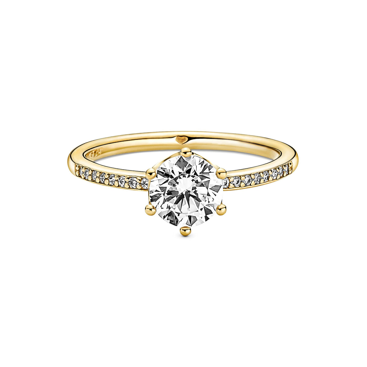 Pandora Passions Sparkling Crown 14k gold-plated ring with clear cubic zirconia, 50