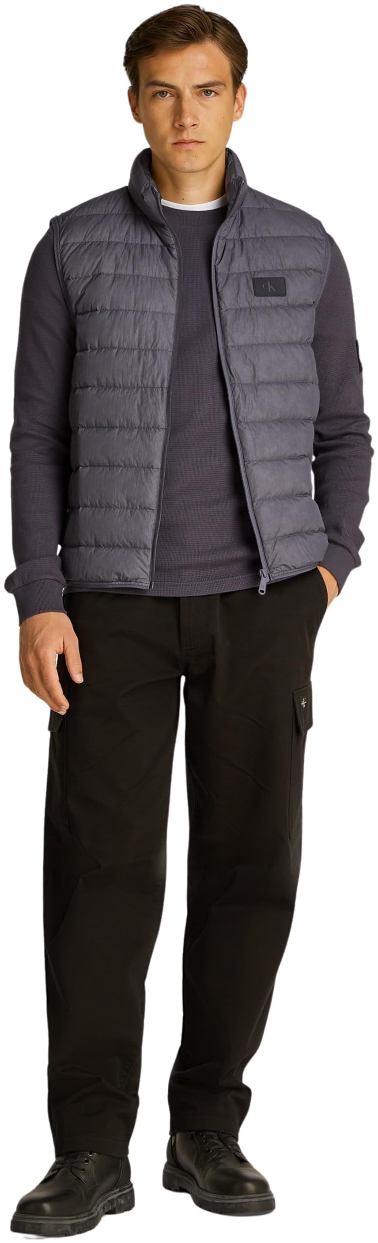 Calvin Klein Chaleco Hombre Down Vest Chaleco acolchado, Gris (Ebony), XS