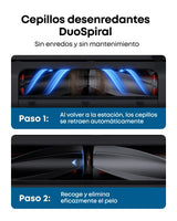 eufy Robot Aspirador Omni E28, Aspirador quitamanchas portátil, Sistema HydroJet, succión Turbo de 20.000 Pa, cepillos desenredantes DuoSpiral, Brazo CornerRover, estación Todo en uno.
