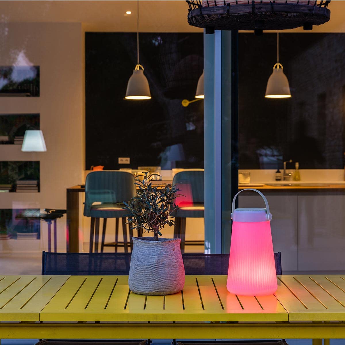 Lumisky TAKE AWAY PLAY - Lámpara portátil 2 en 1 luminosa y musical con Bluetooth, polietileno rotomollado, 3,6 W, blanco, gris, 20 x 20 x 38 cm